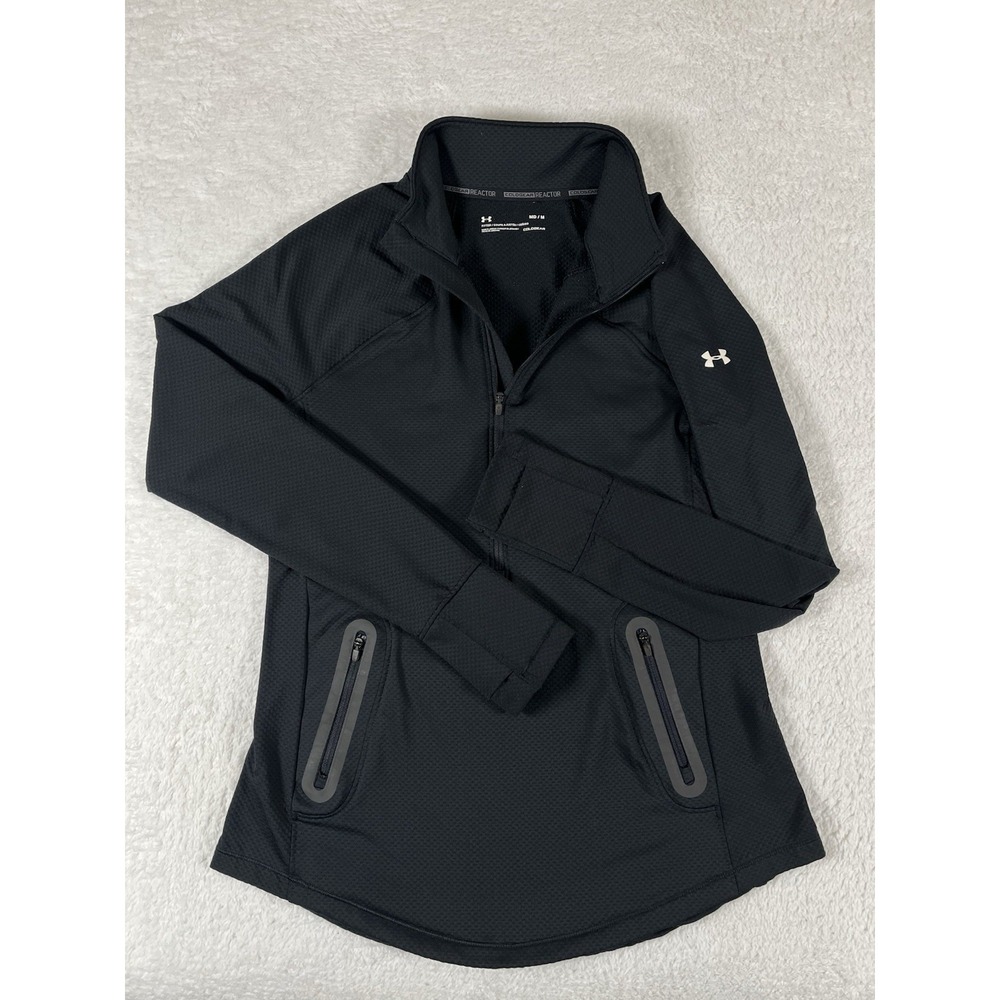 Under Armour Coldgear Reactor Black Half Zip Long Sleeve Pullover Women's Size M